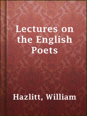 cover image of Lectures on the English Poets
